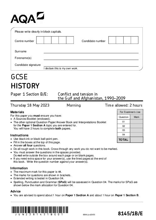 History 8145/1B/E June 2023