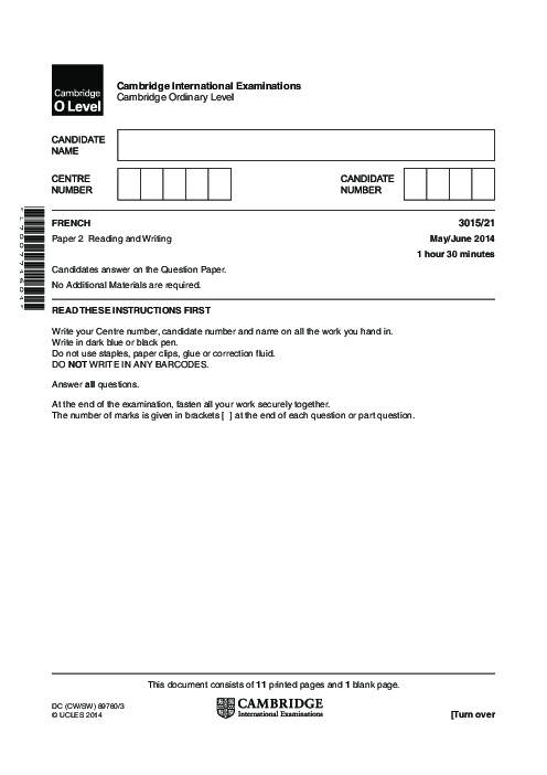 French 3015/11 May June 2014
