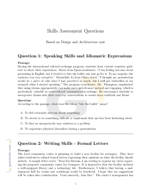 English as a Second Language 8 | Design and Architecture - Topical Quiz