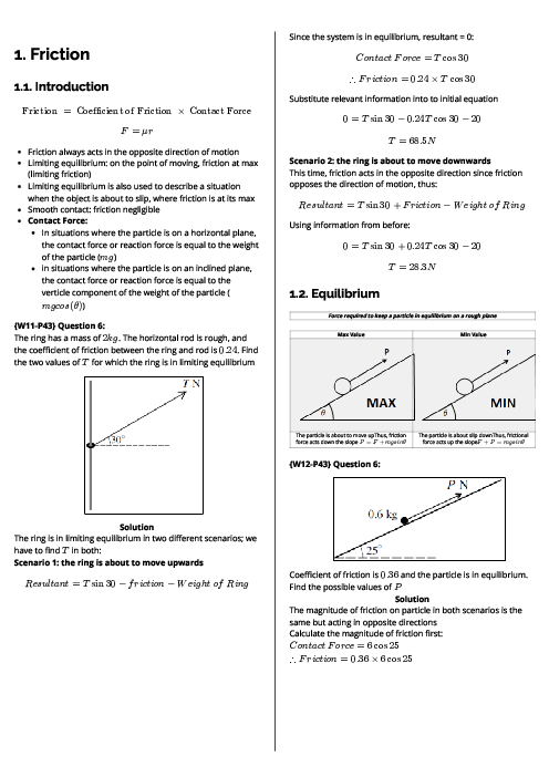 Mathematics (9709) Friction Revision Note