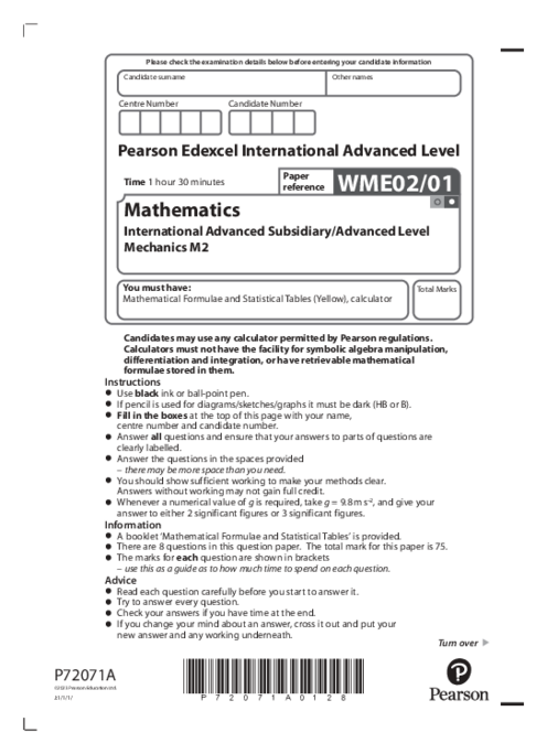 Mechanics (2) WME02/01 January 2023