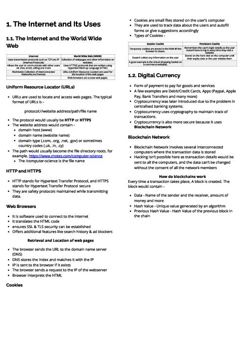 Computer Science (0478) The Internet and Its Uses Revision Note
