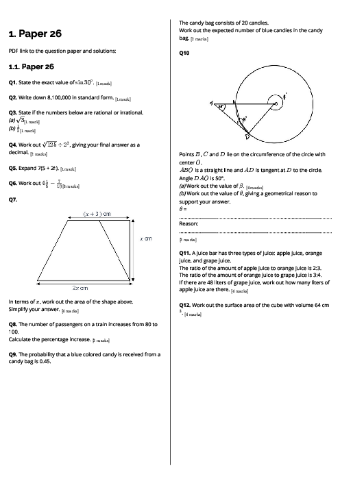Mathematics (0580) Paper 26 Revision Note