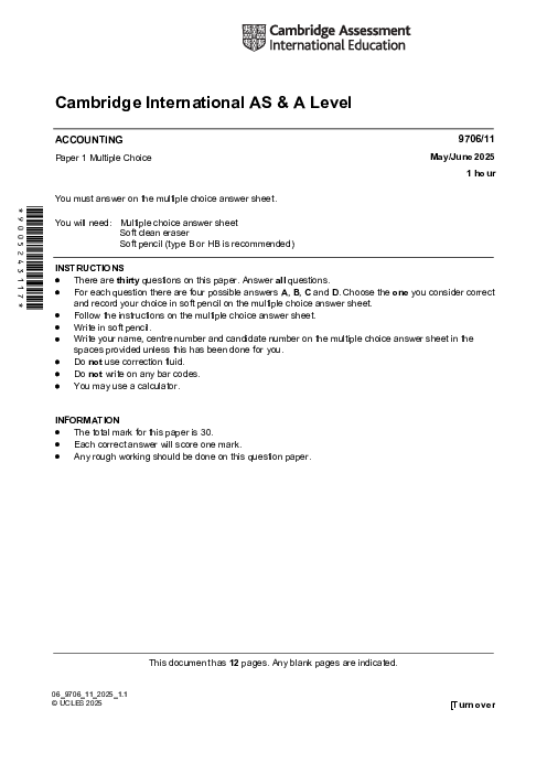 Accounting 9706/11 May June 2025