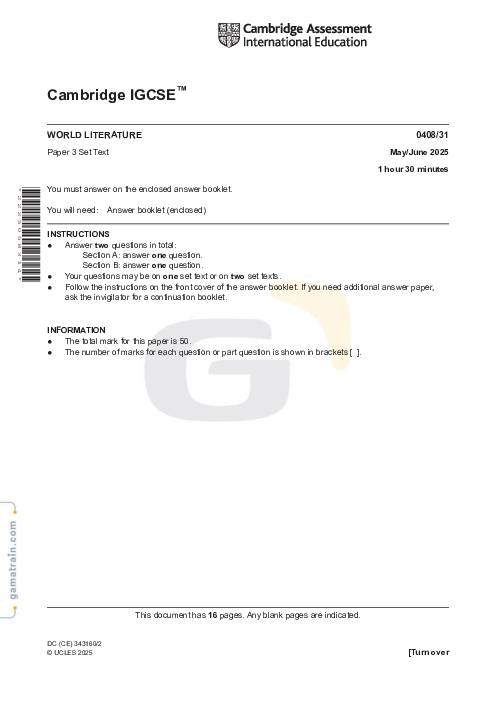 World Literature 0408/31 May June 2025