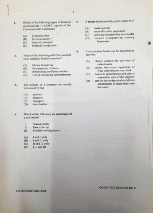 POB June 2024 Paper 1