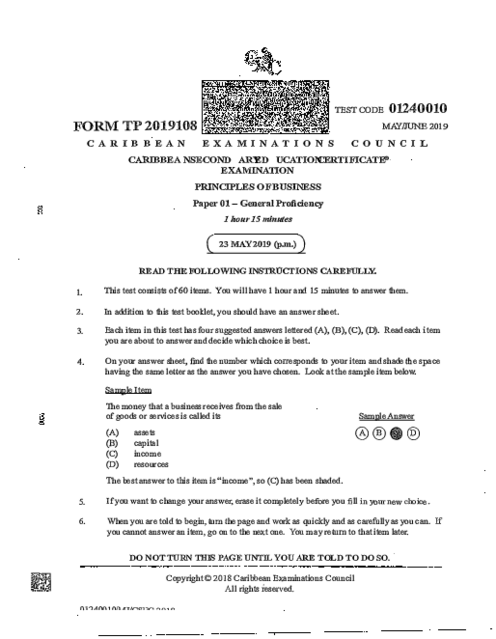 POB June 2019 Paper 1