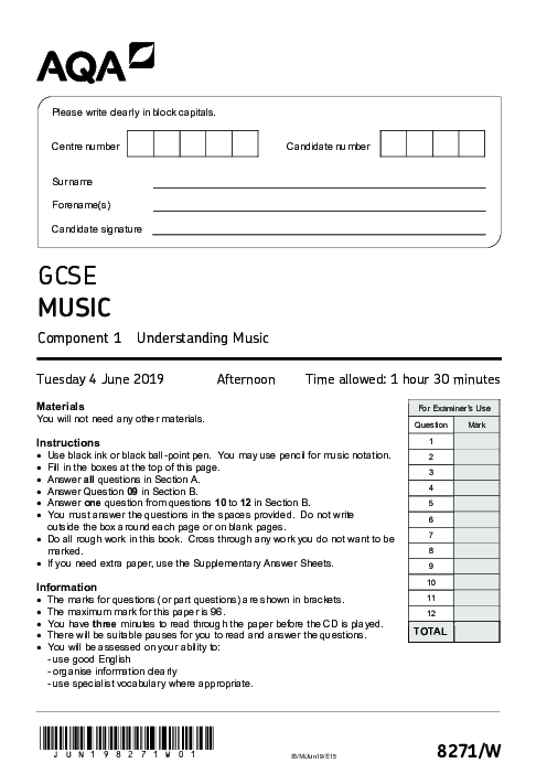 Music 8271/1 June 2019