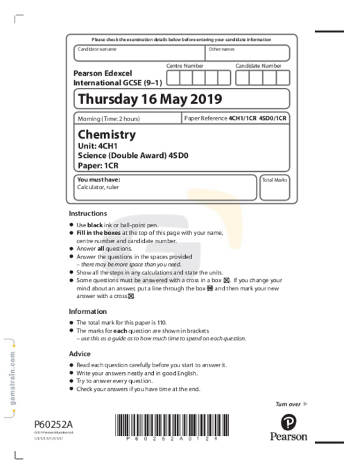 Chemistry 4CH1/1CR May Jun  2019