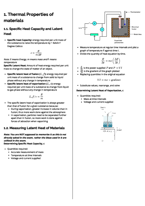 Physics (9702) Thermal Properties of materials Revision Note