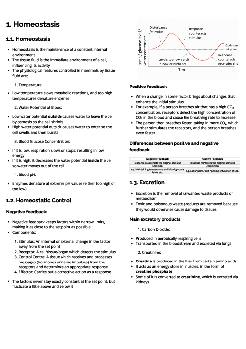 Biology (9700) Homeostasis Revision Note