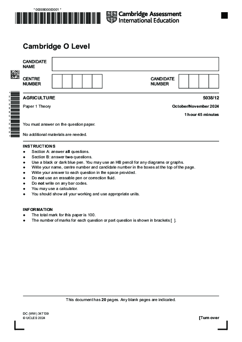 Agriculture 5038/12 Oct Nov 2024