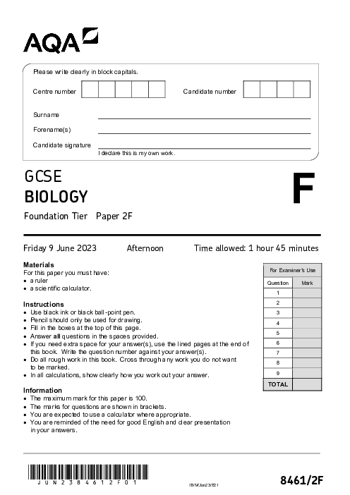 Biology 8461/2F June 2023