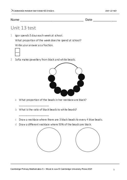Year 5 Mathematics End of Unit 13 Test - Answers Included