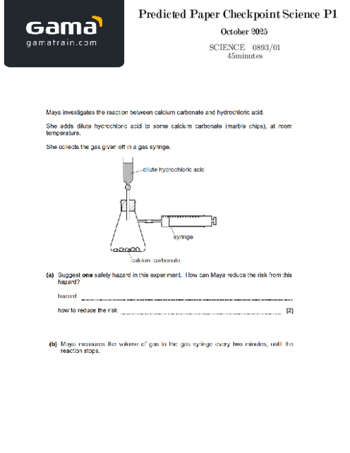 Predicted Paper Checkpoint Science Paper 1 for October 2025