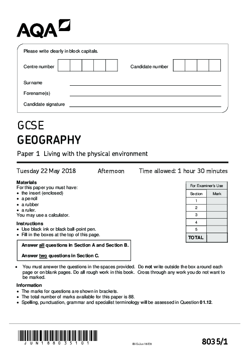 Geography 8035/1 June 2018