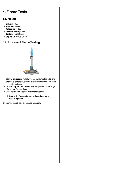 Chemistry (0620) Flame Tests Revision Note