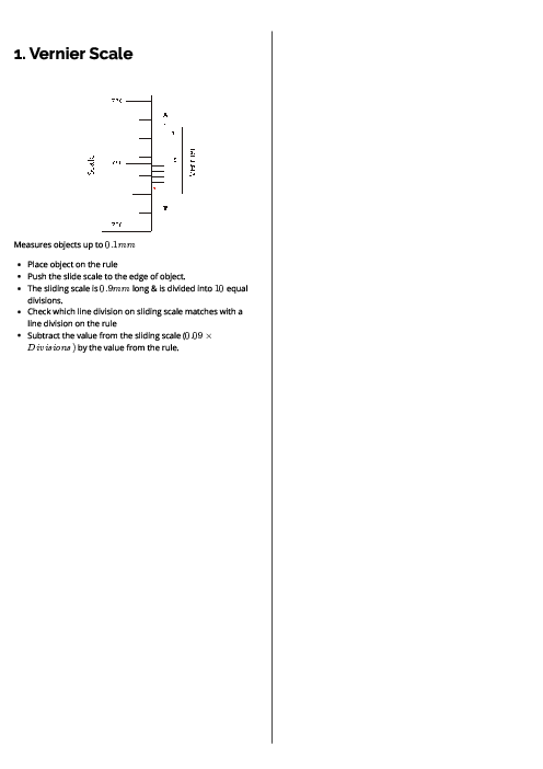 Physics (9702) Vernier Scale Revision Note