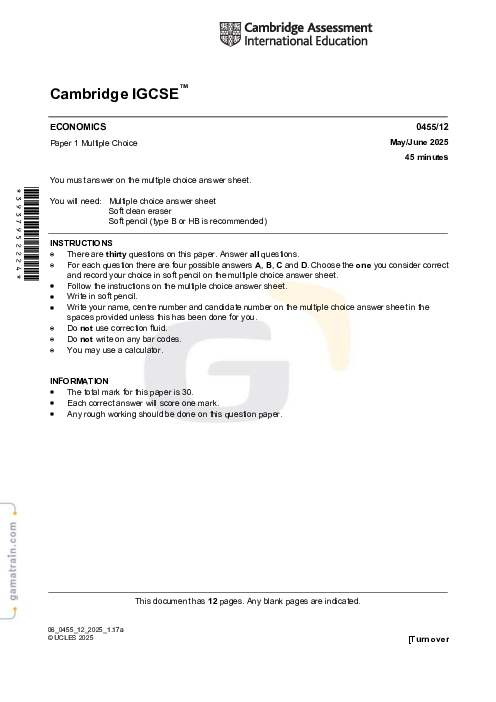 Economics 0455/12 May June 2025