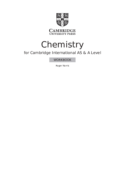 Cambridge International AS and  A Level Chemistry Workbook