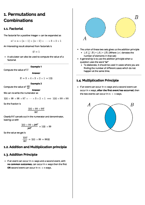 Mathematics (9709) Permutations and Combinations Revision Note