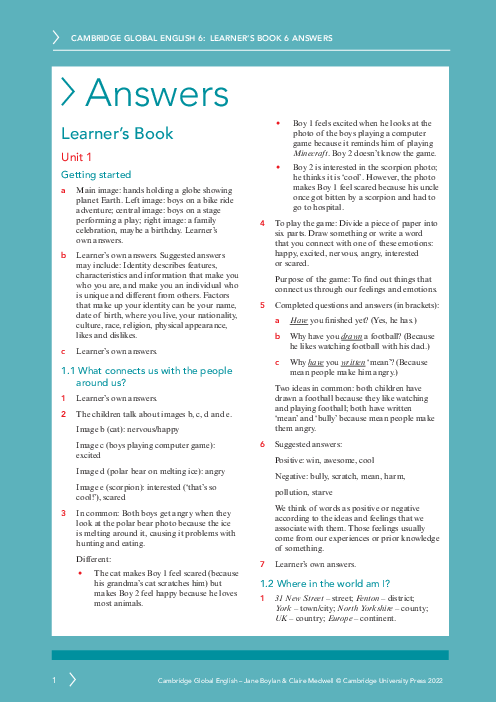 Global English 6 ,  Learner′s Book Answers Primary Checkpoint | PDF