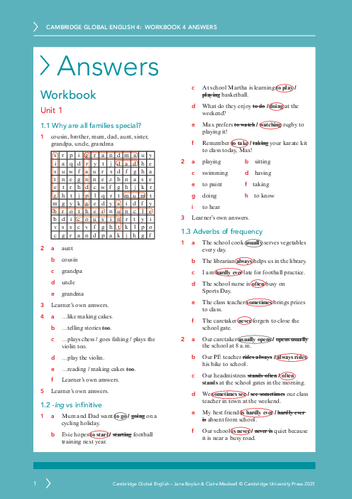 Global English year 4 Workbook Answers | Free PDF