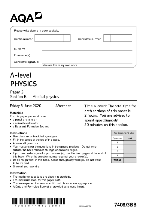 Physics 7408/3BB June 2020