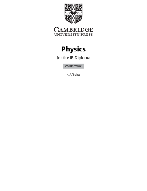 Physics Coursebook K.A. Tsokos Seventh Edition Cambridge 2023 pdf