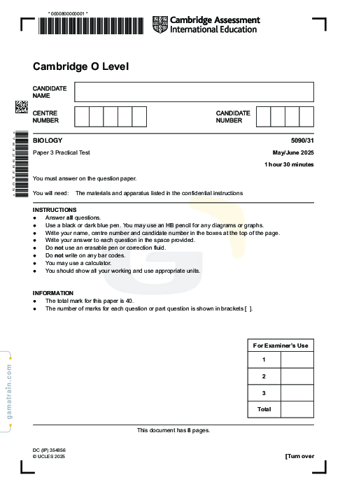 Biology 5090/31 May June 2025