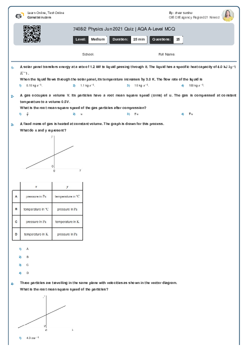 7408/2 Physics Jun 2021 Quiz | AQA A Level MCQ
