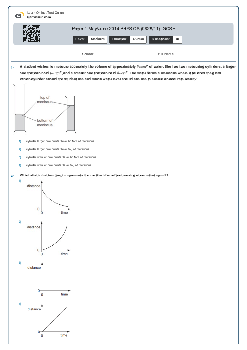 Paper 1 May/June 2014 PHYSICS (0625/11) IGCSE