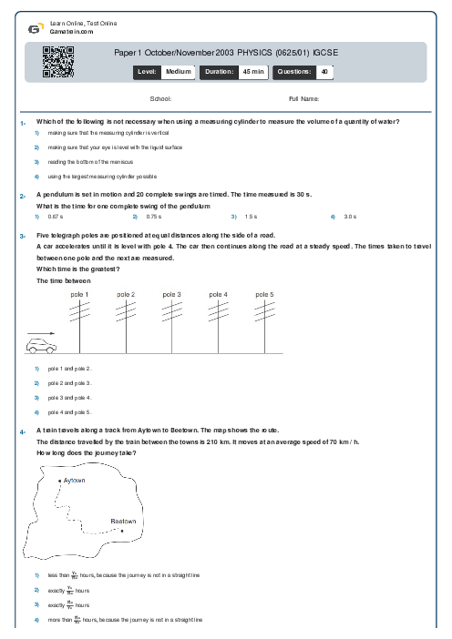 Paper 1 October/November 2003 PHYSICS (0625/01) IGCSE