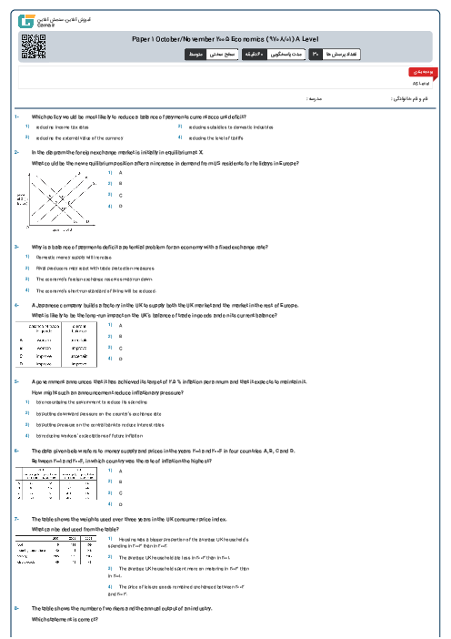 Paper 1 October/November 2005 Economics (9708/01) A Level