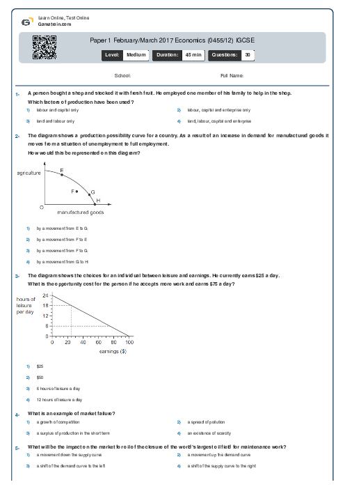 Paper 1 February/March 2017 Economics (0455/12) IGCSE