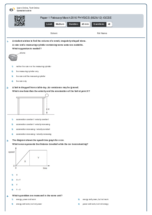 Paper 1 February/March 2016 PHYSICS (0625/12) IGCSE