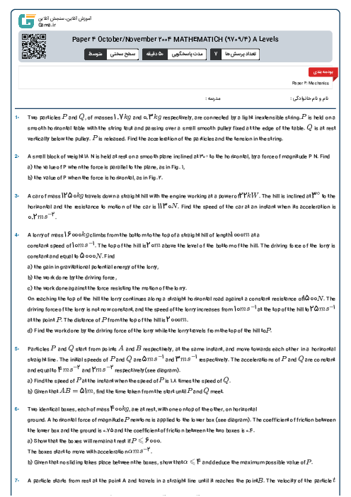 Paper 4 October/November 2004 MATHEMATICH (9709/4) A Levels