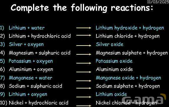 Reactivity Series (Metal Reactions with Oxygen, Water, and Acids) | Free Chemistry PowerPoint- پیش نمایش