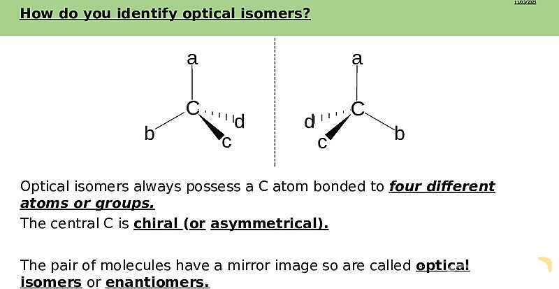 Optical Isomers | Free Chemistry PowerPoint- پیش نمایش