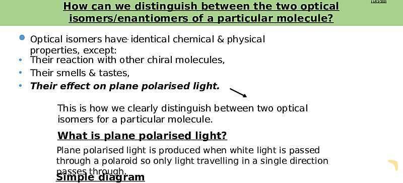 Optical Isomers | Free Chemistry PowerPoint- پیش نمایش