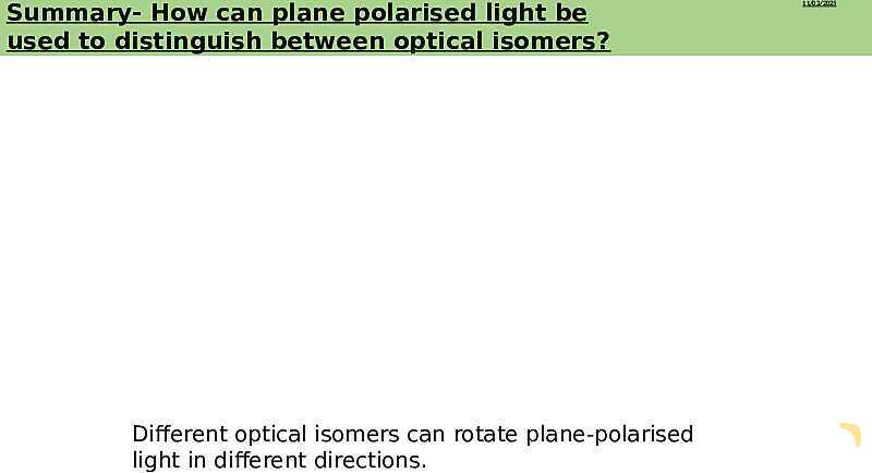 Optical Isomers | Free Chemistry PowerPoint- پیش نمایش