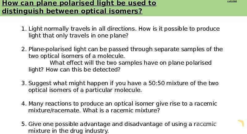 Optical Isomers | Free Chemistry PowerPoint- پیش نمایش