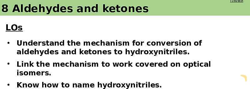 Aldehydes, Ketones, and Hydroxynitriles | Free Chemistry PowerPoint- پیش نمایش