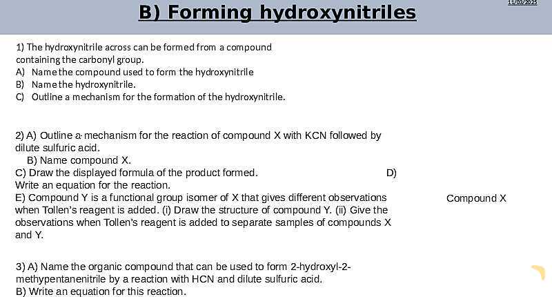 Aldehydes, Ketones, and Hydroxynitriles | Free Chemistry PowerPoint- پیش نمایش