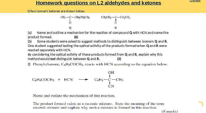 Aldehydes, Ketones, and Hydroxynitriles | Free Chemistry PowerPoint- پیش نمایش