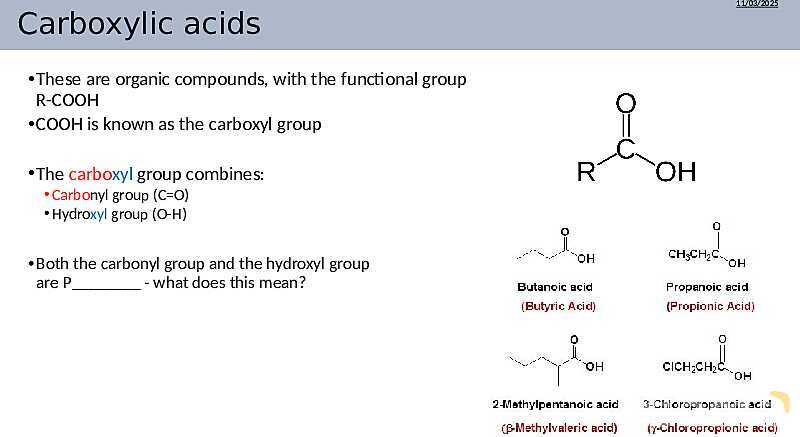 Carboxylic Acids and Derivatives | Free Chemistry PowerPoint- پیش نمایش