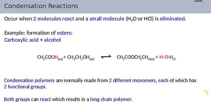 Condensation Polymers | As & A Level Chemistry 9701 PowerPoint- پیش نمایش