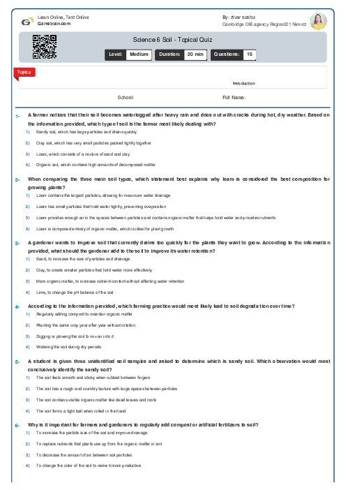 Science 6 Soil - Topical Quiz