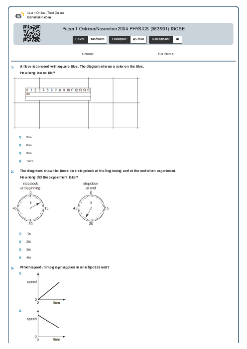 Paper 1 October/November 2004 PHYSICS (0625/01) IGCSE