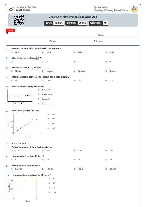 Checkpoint Mathematics Calculation Quiz